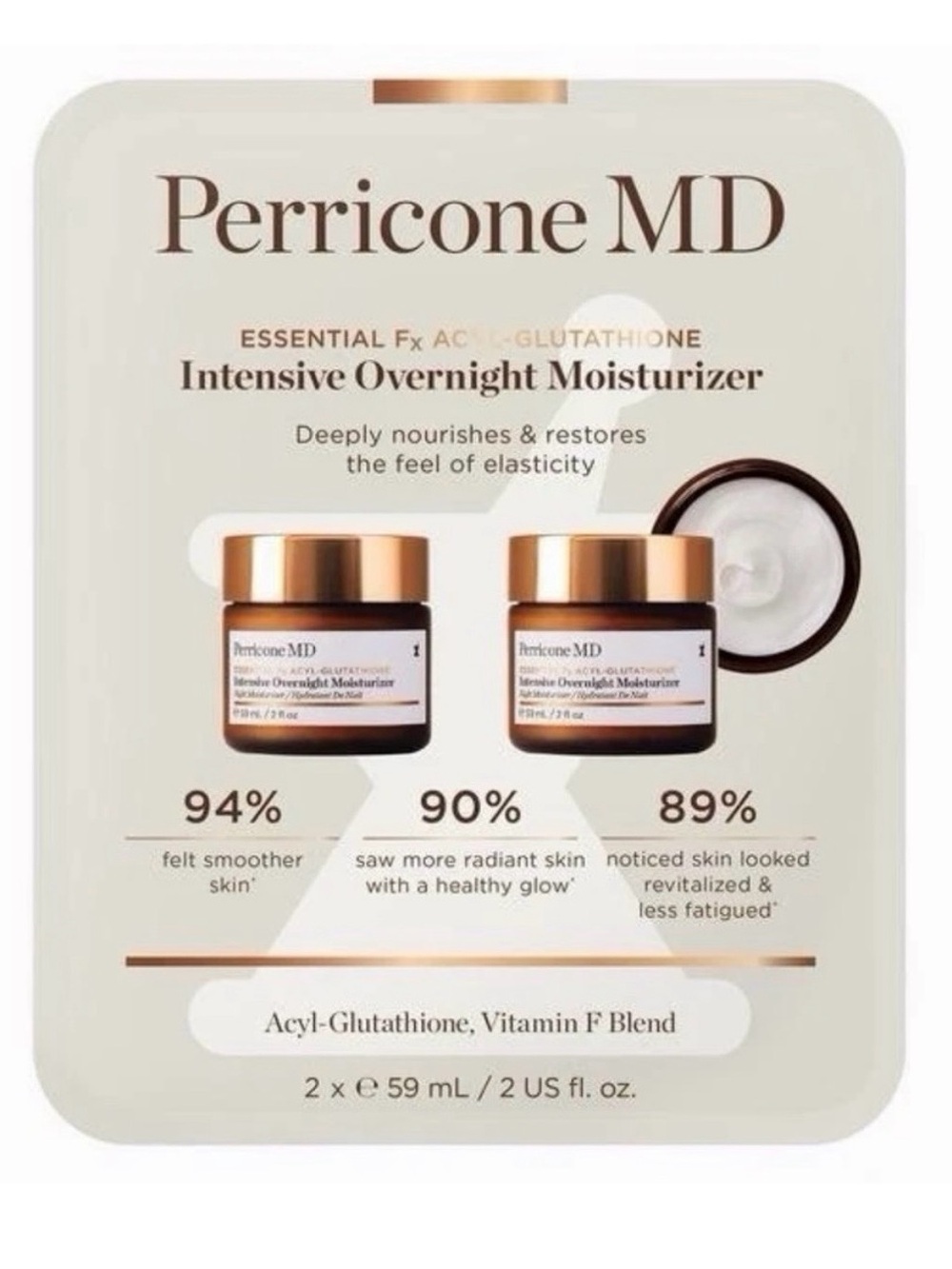 NWT Perricone MD Essential Fx Intensive Overnight Moisturizer 2X 59Ml